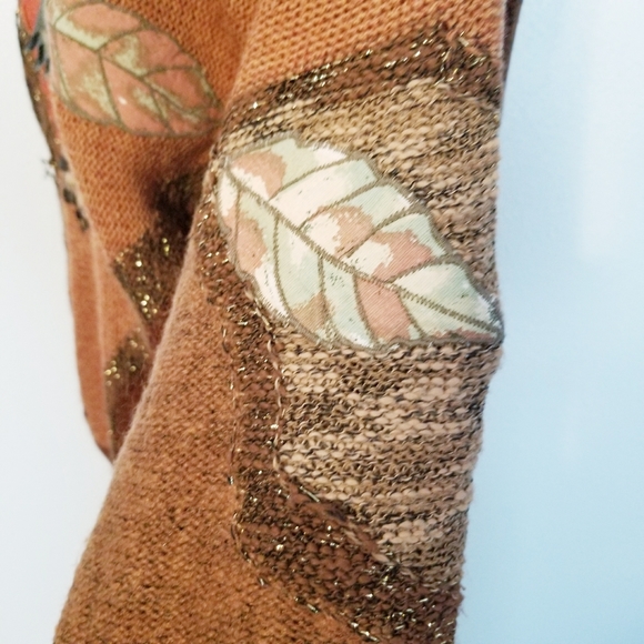 Vintage 80's retro hippie boho bird leaf sweater L - Picture 3 of 7